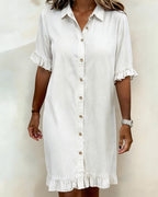 Georgie - Flattering Ruched Denim Dress