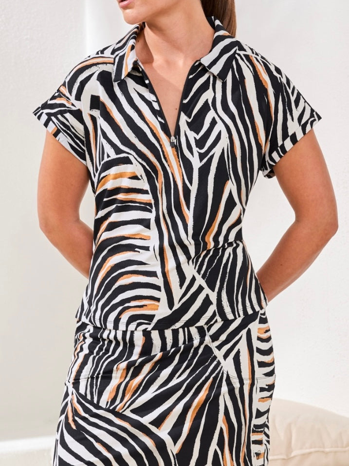 Athleisure Quarter-Zip Polo Top | T291