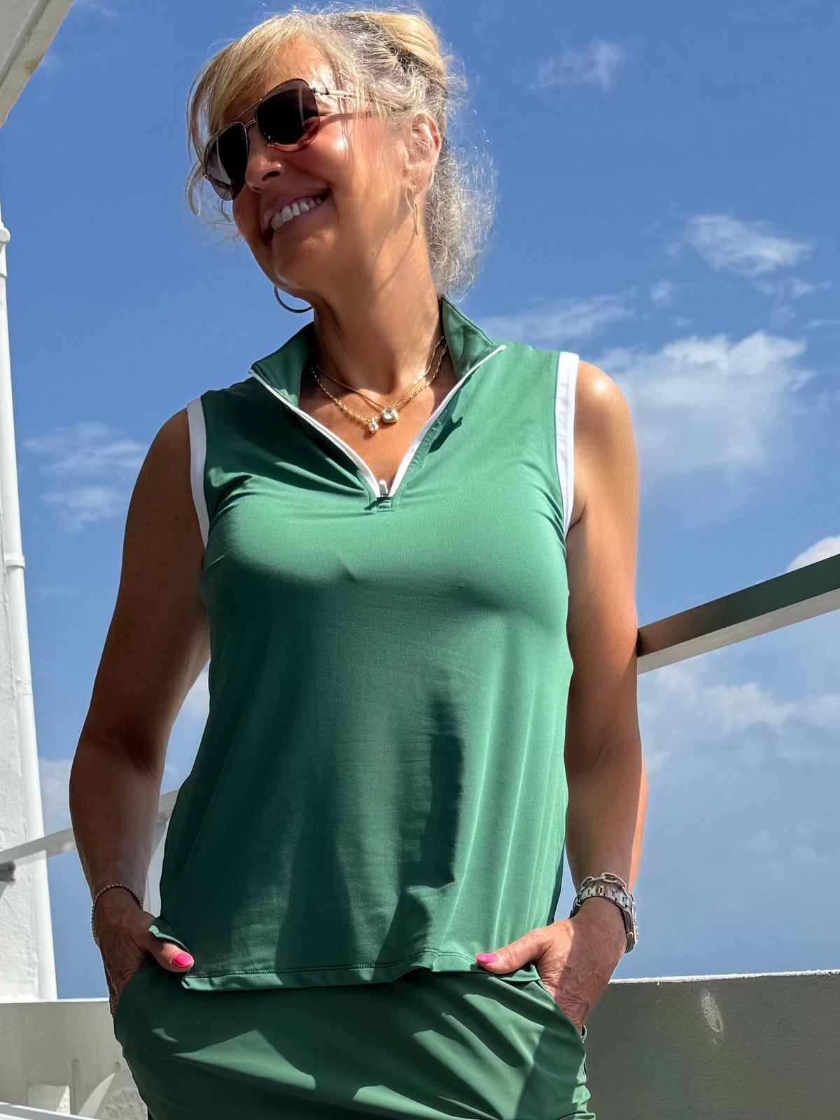 2-Tone Sleeveless Athleisure Top | T298