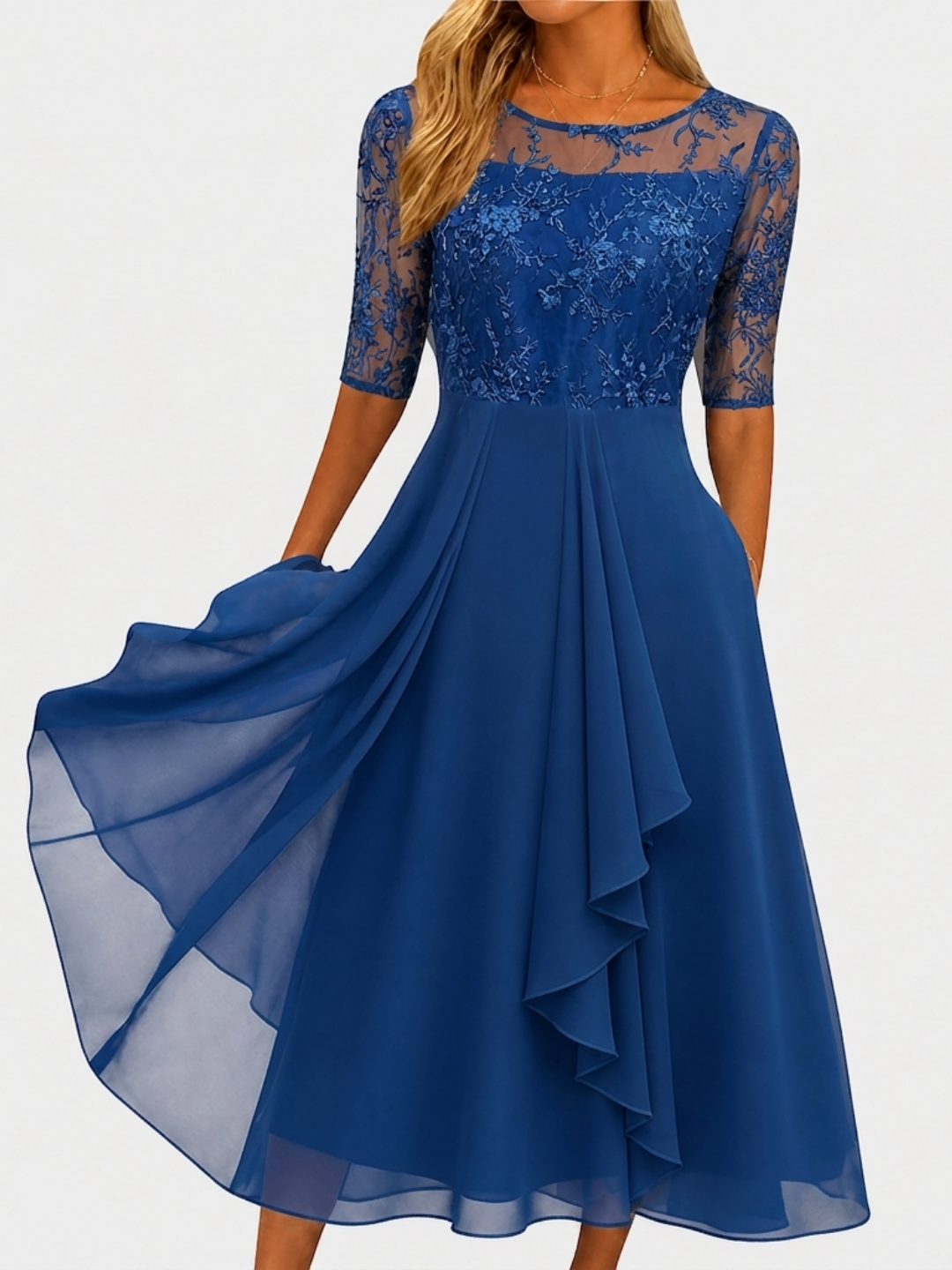 Riva - Elegant Lace Midi Dress