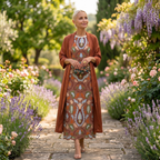 Daniella - Long Printed Dress with Coordinated Waistcoat