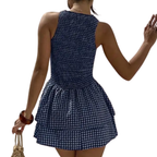 Lumi – Plaid Off-Shoulder Puff Dress