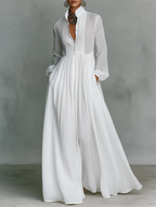Elisse - Maxi Minimalist Cotton & Linen Dress
