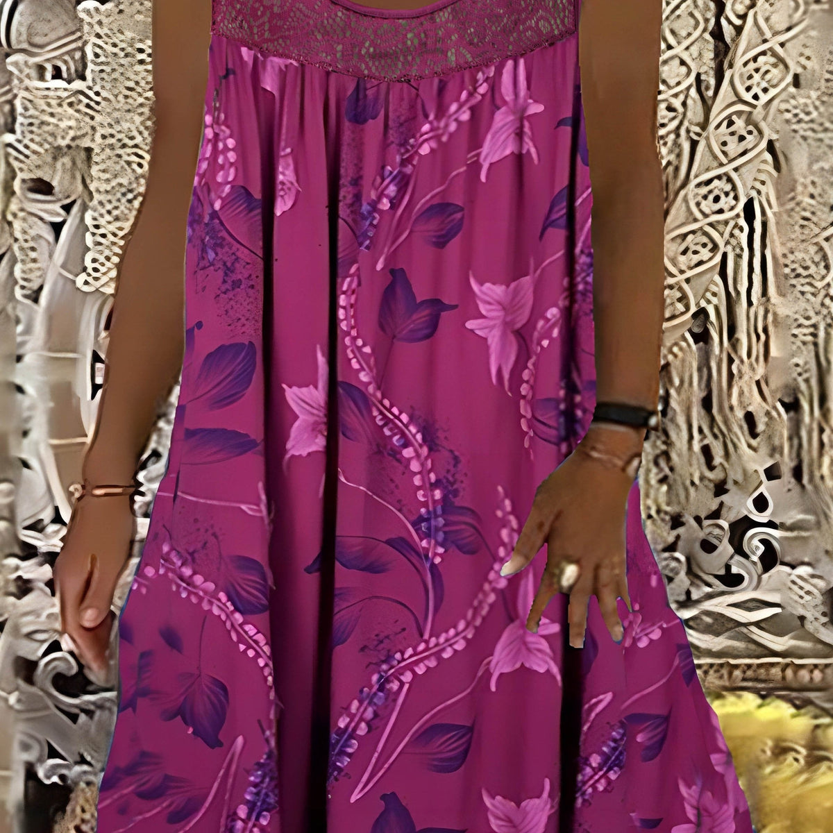Vivien – Floral Lace Midi Dress