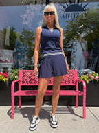 Contrast Piping Pleated Athleisure Skort | SK226
