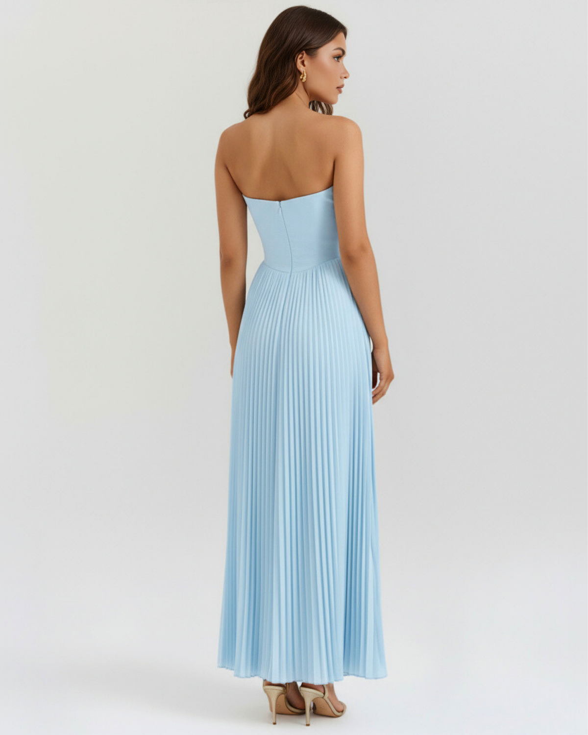 Nola – Ocean Blue Pleated Maxi Dress