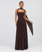 Kirsty – Corset Maxi Dress with Scarf
