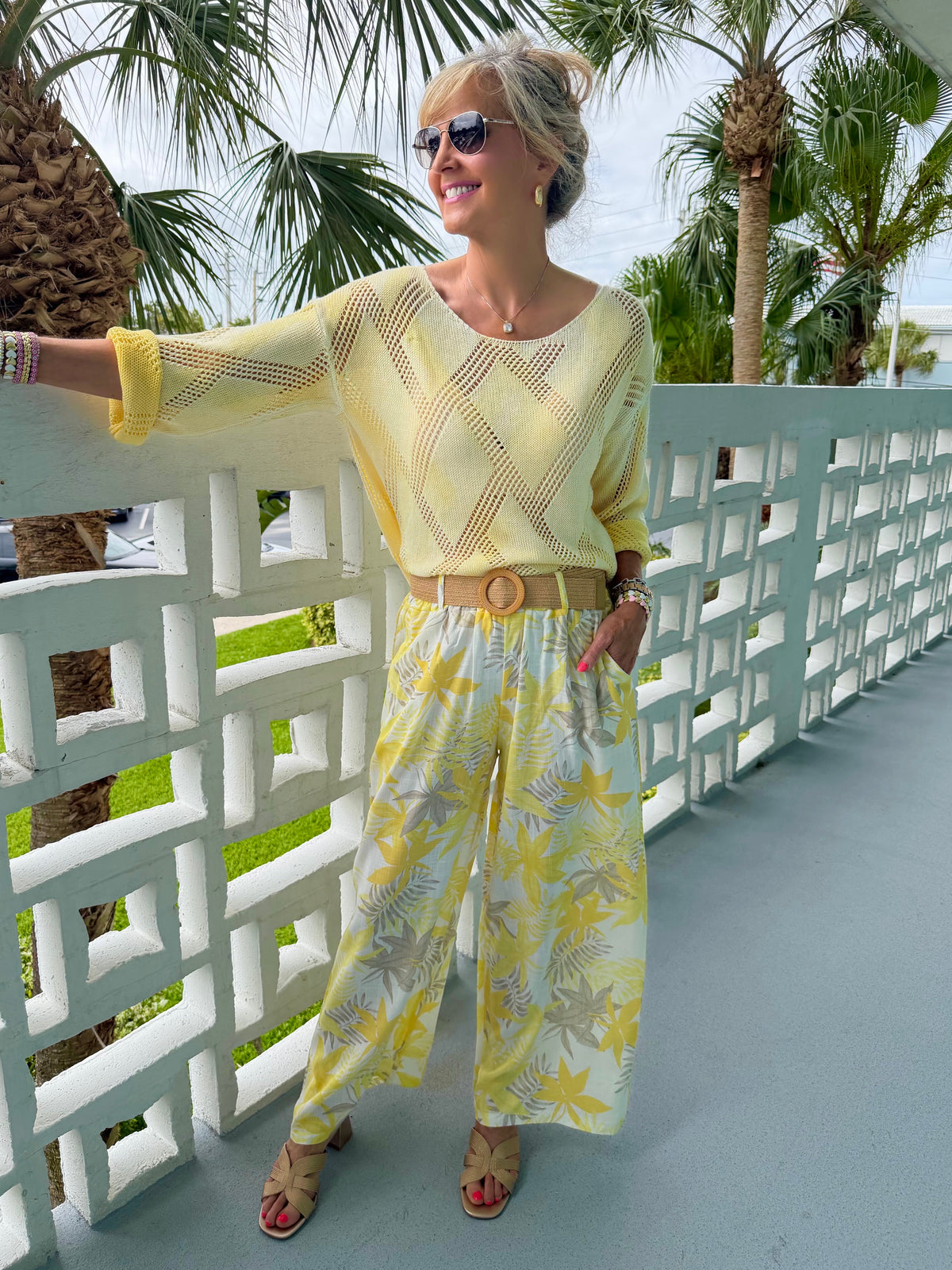 Italian Printed Pant With Belt | PA273