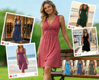 Quenby - Deep V-Neck Knot Waist A-Line Dress