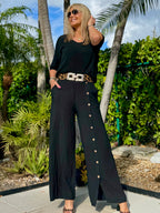 Stunning Italian Pant With Full Length Button Detail | PA271