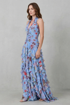 Bella - Romantic Rose Halter Maxi Dress