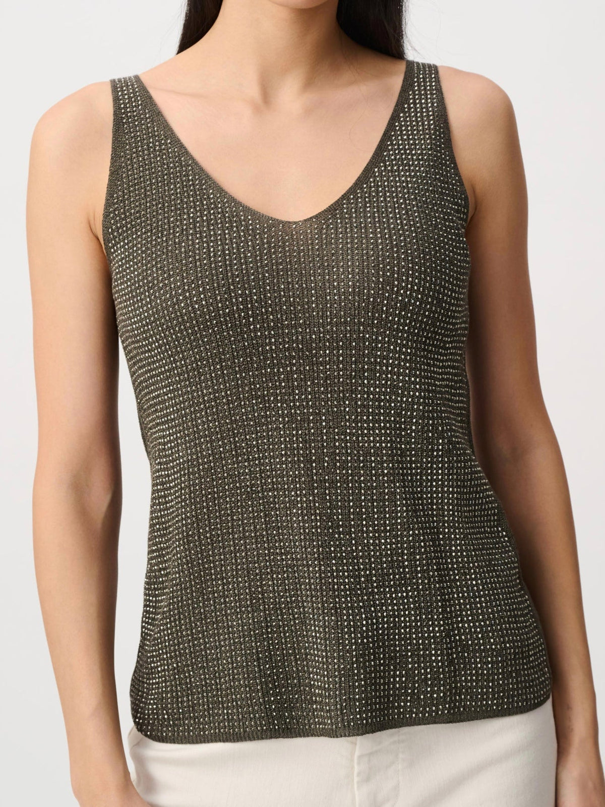 Metallic Cami With Rhinestone Detail | R293