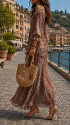 Odelisse – Bohemian Maxi Dress with Artistic Print