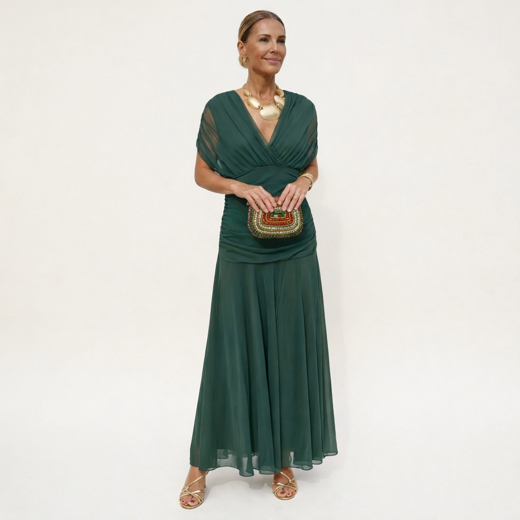Drusilla - Long Floral V-neck Dress
