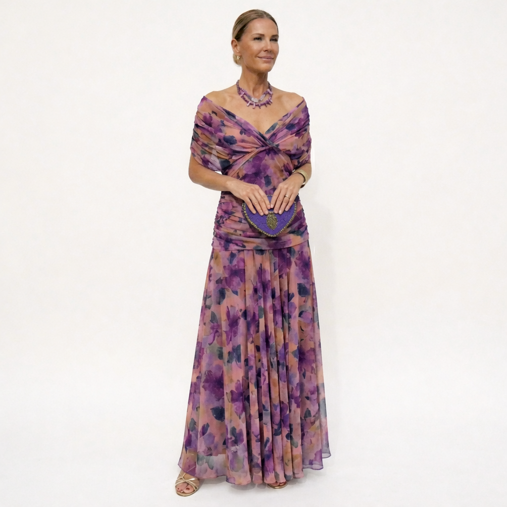Drusilla - Long Floral V-neck Dress