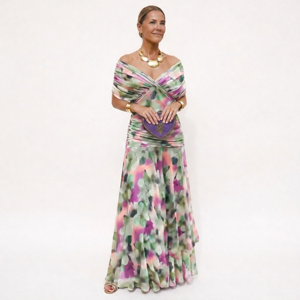 Drusilla - Long Floral V-neck Dress