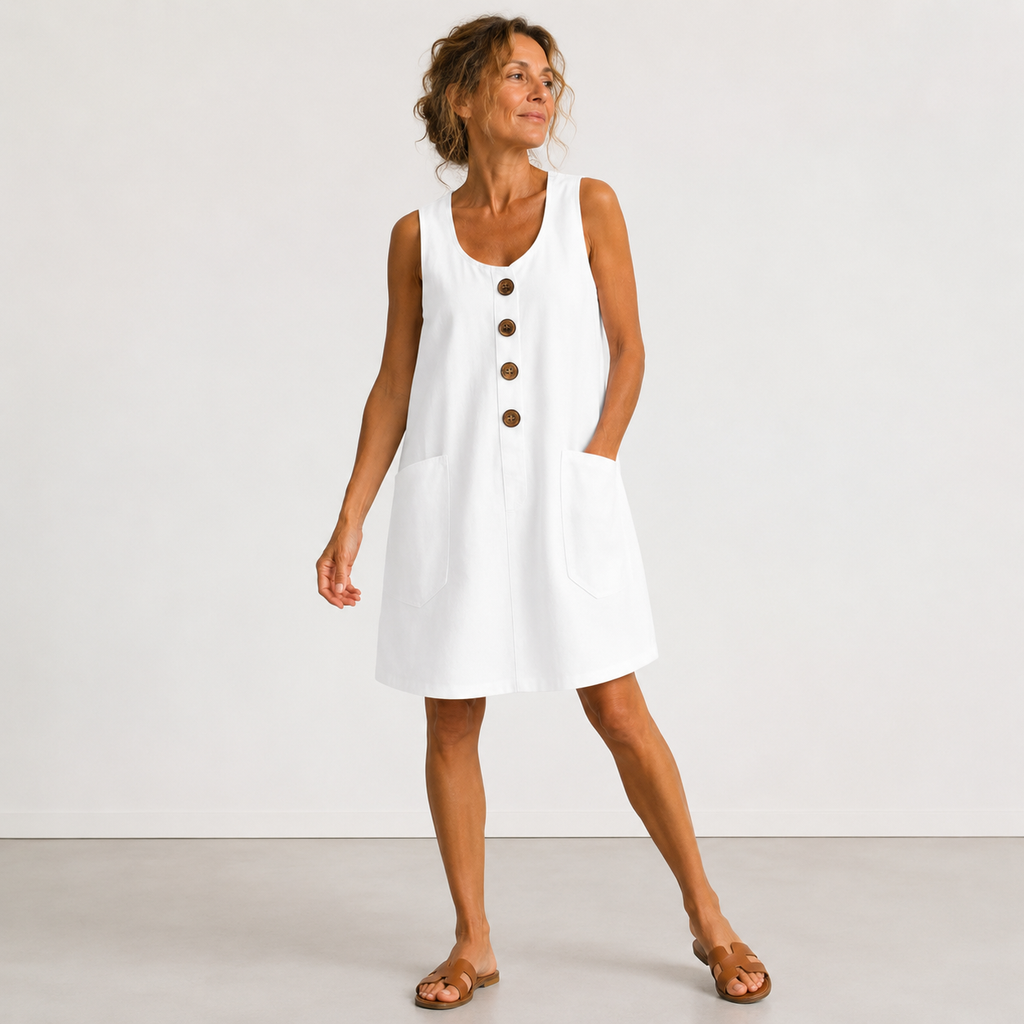 Phoebe - Sleeveless Cotton and Linen Dress