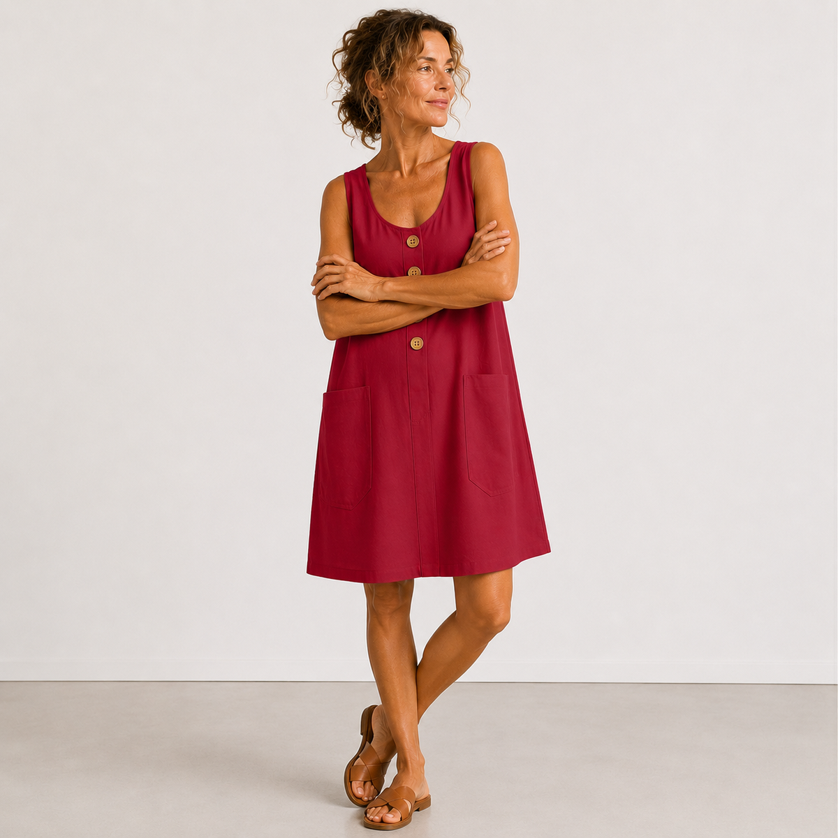 Phoebe - Sleeveless Cotton and Linen Dress