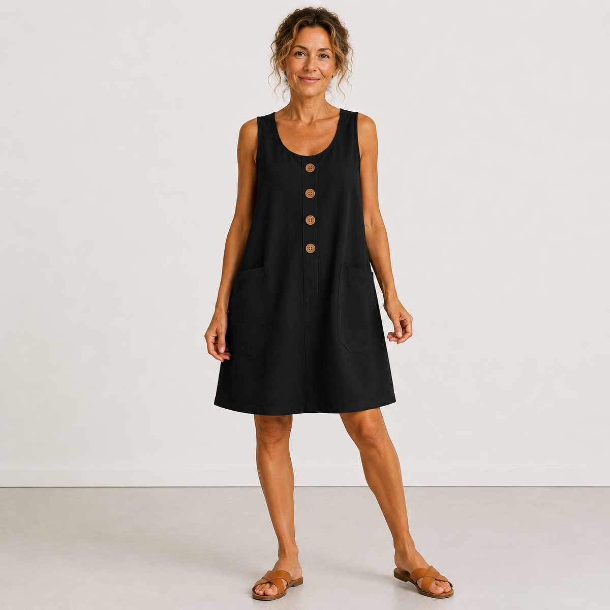 Phoebe - Sleeveless Cotton and Linen Dress