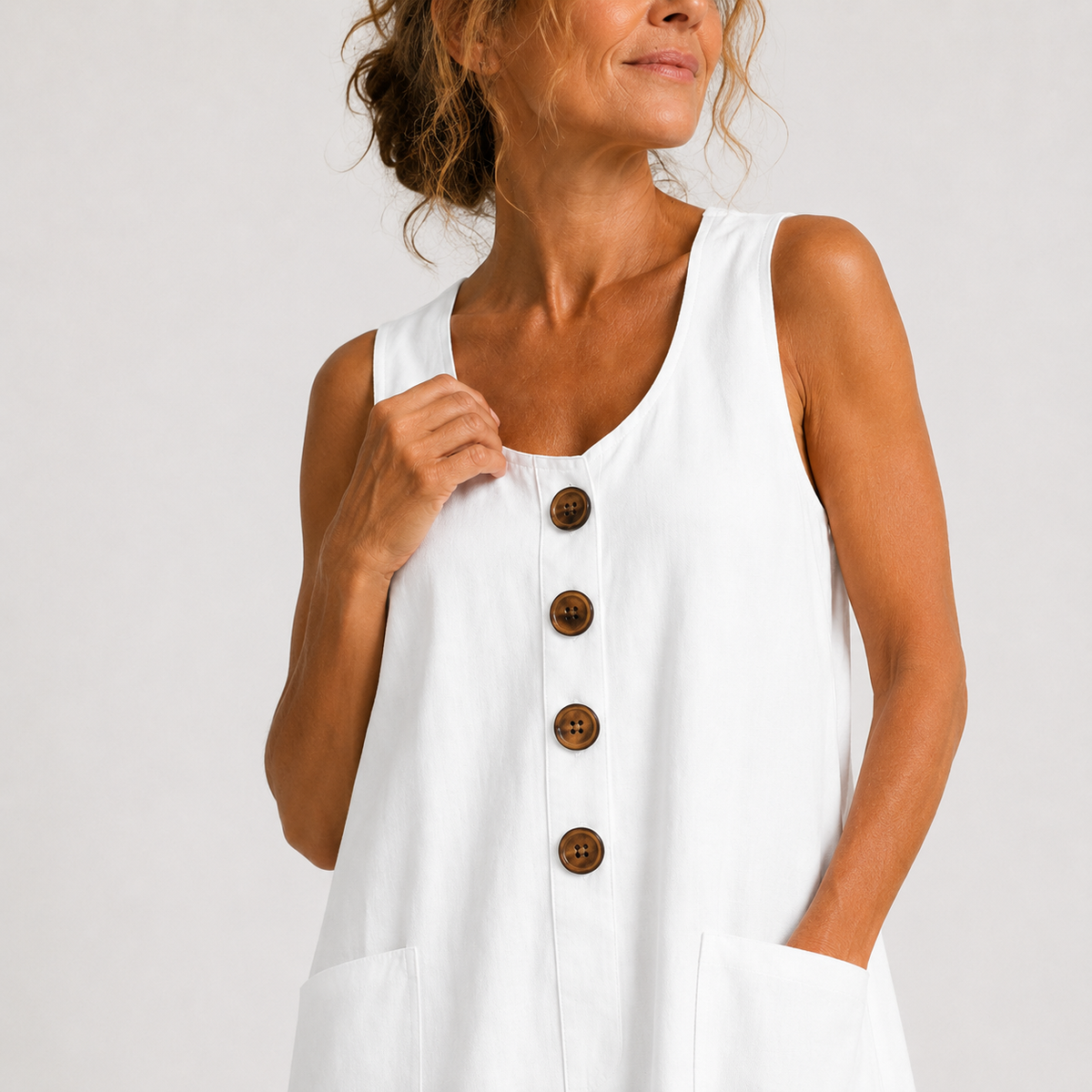 Phoebe - Sleeveless Cotton and Linen Dress