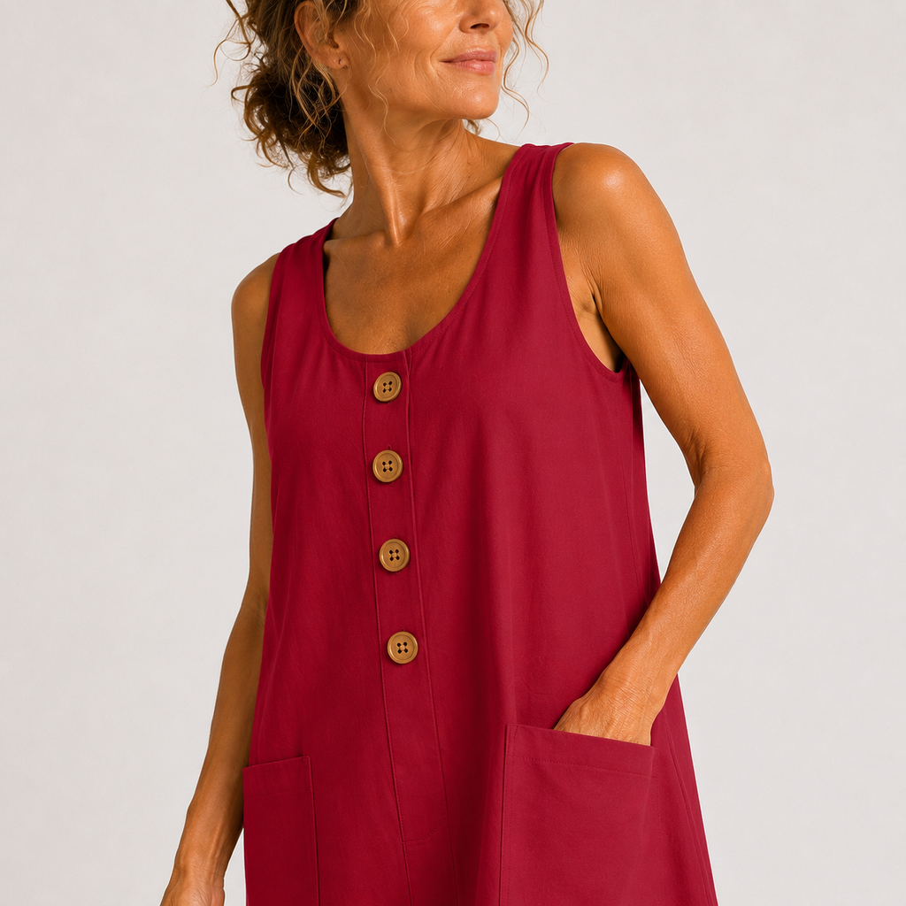 Phoebe - Sleeveless Cotton and Linen Dress
