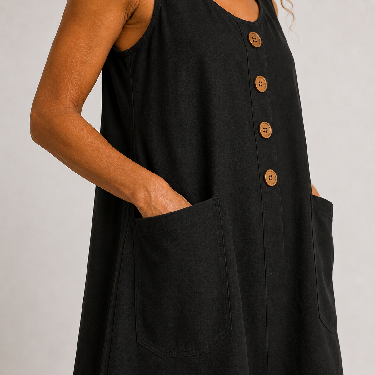 Phoebe - Sleeveless Cotton and Linen Dress