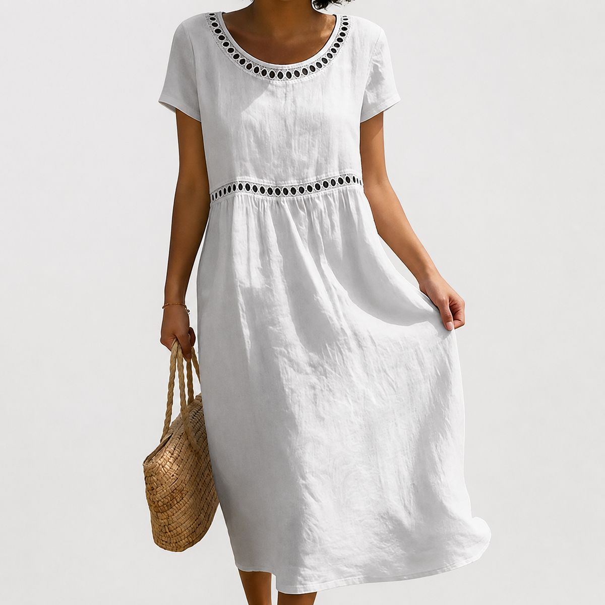Heidi – Embroidered Linen Blend Dress