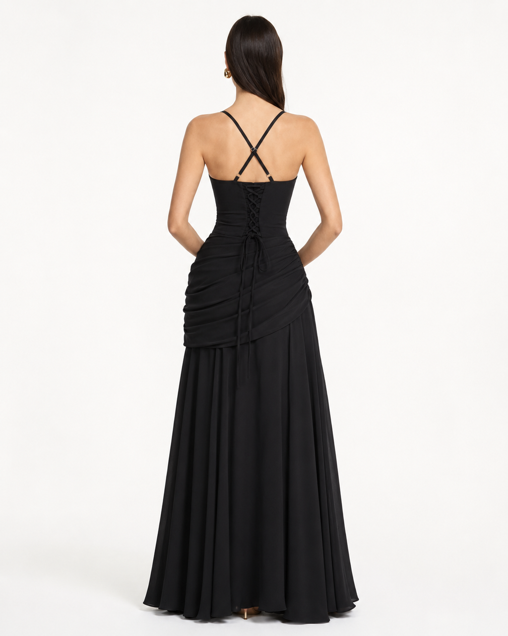 Kira – Ruched Square Neck Maxi Dress