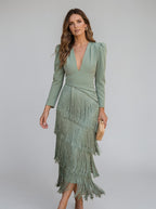 Perry – Elegant Fringe Detail Evening Dress