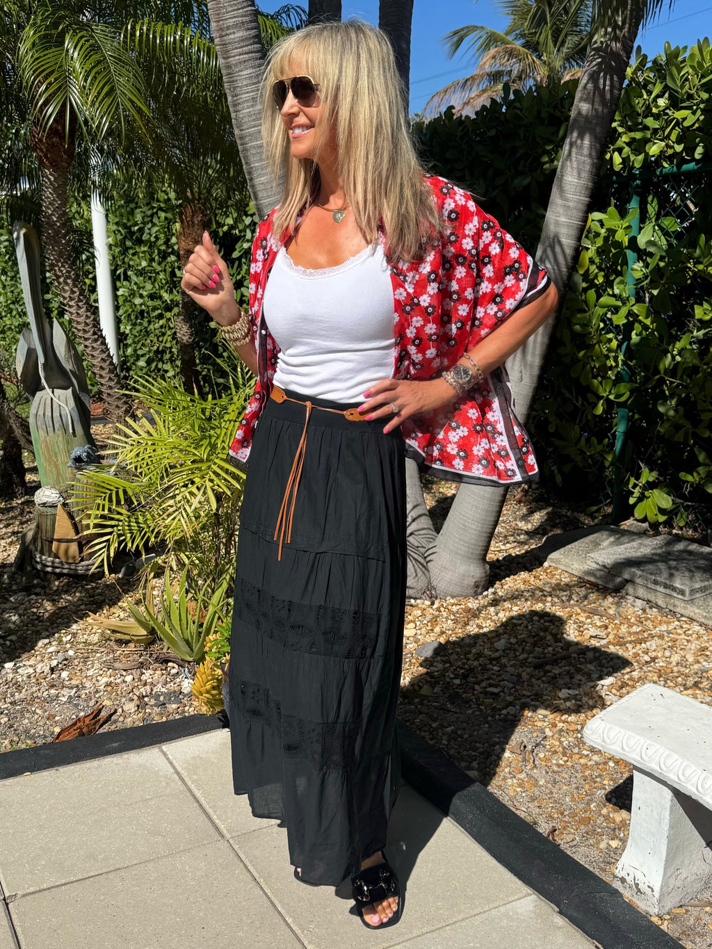 Sisterhood Fave Italian Boho Skirt With Belt | SK222