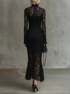Amanda – Elegant Black Lace Maxi Dress
