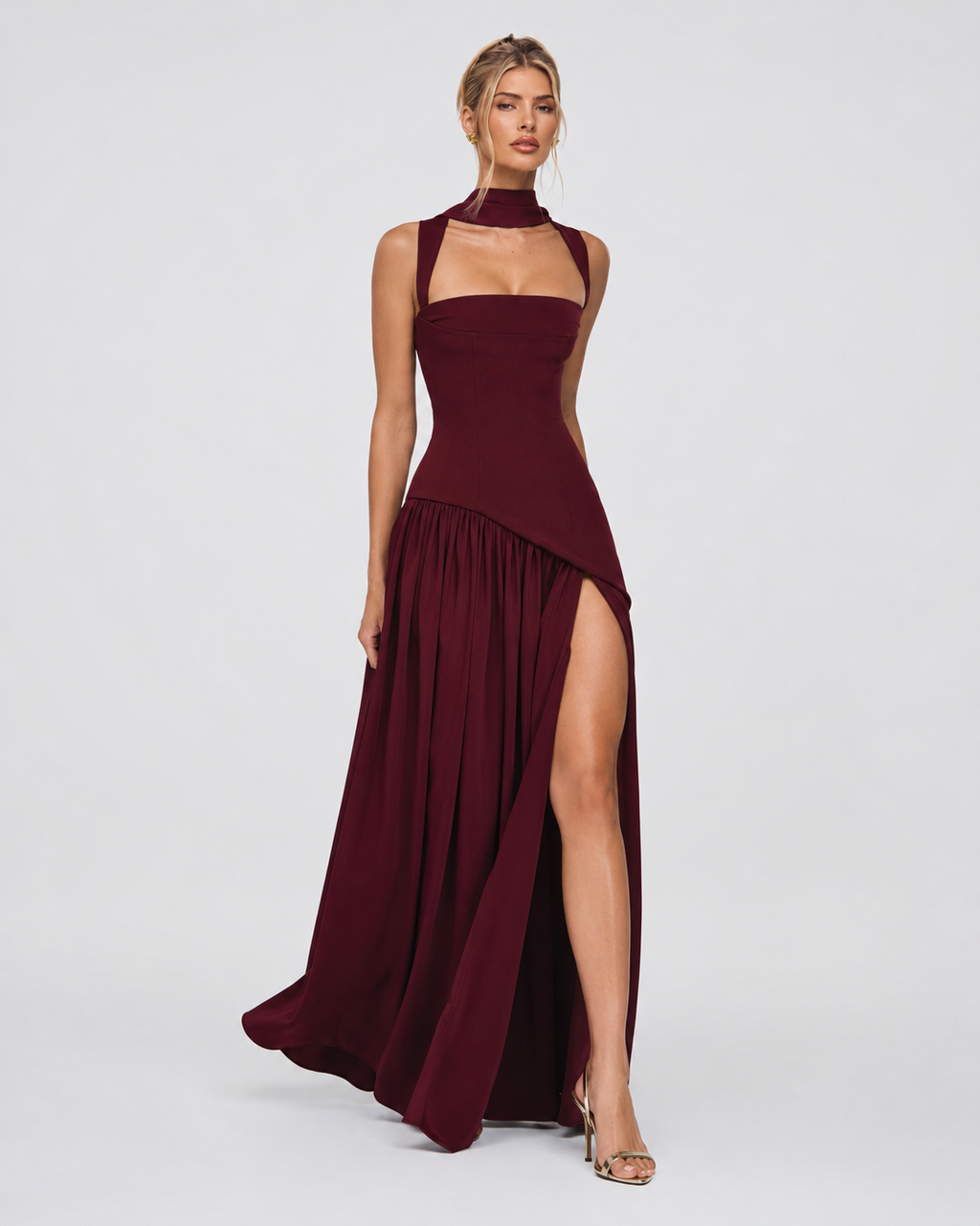 Kirsty – Corset Maxi Dress with Scarf