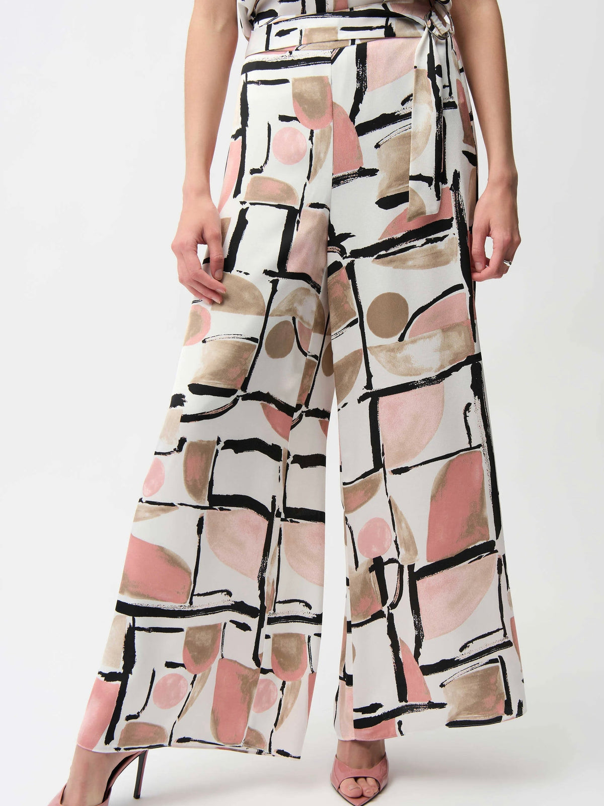 Satin Abstract Pull-On Pants | R282