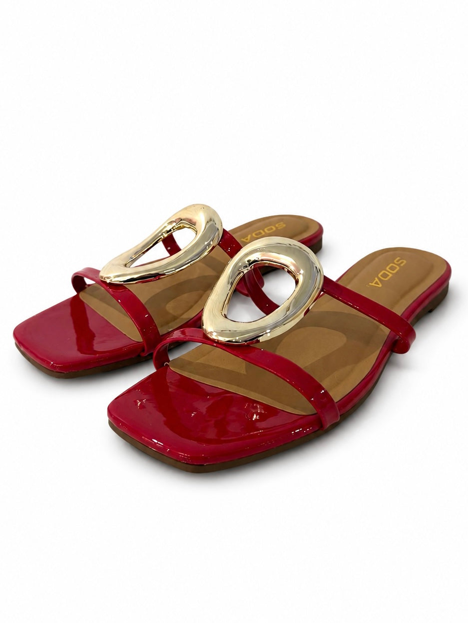 Fabulous Red Sandal With Gold Detail | SA224