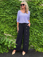 Stunning Italian Pant With Full Length Button Detail | PA271