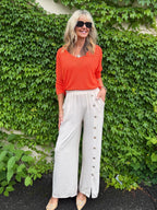 Stunning Italian Pant With Full Length Button Detail | PA271