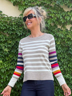 Soft Crew Neck Striped Sweater | SW261