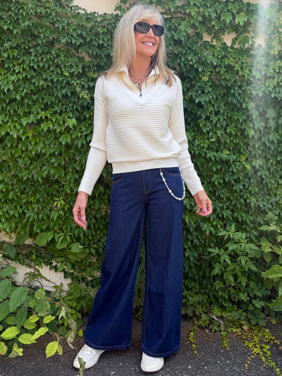 Wide Leg Pant With Removable Charm | JN223