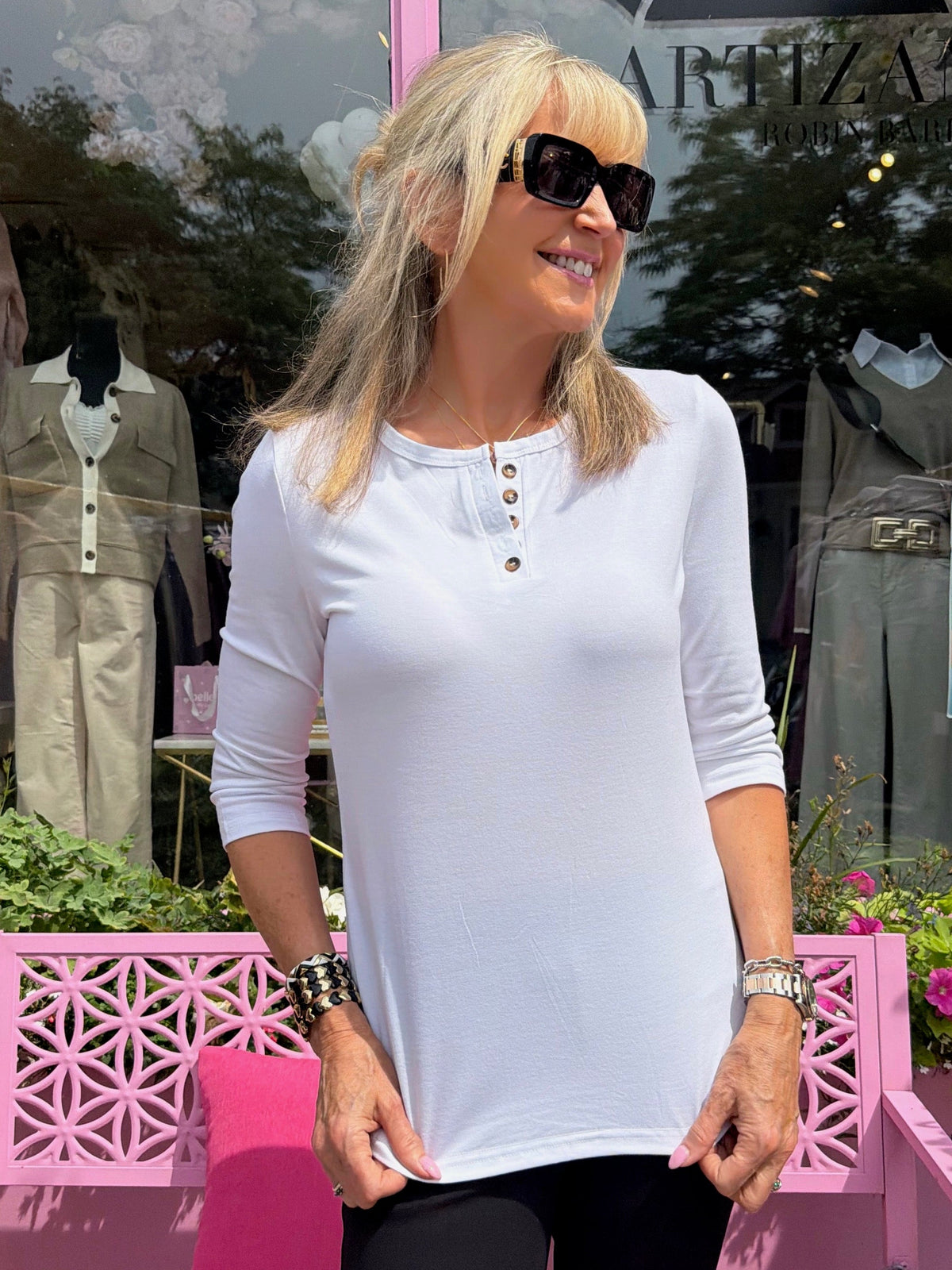 Artizan Fave Beyond Basic Long-Sleeve Top With Button-Front Detail | T353