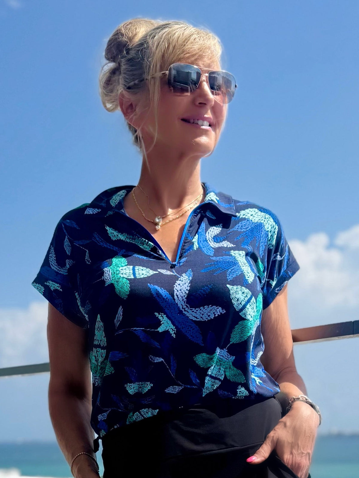 Athleisure Quarter-Zip Polo Top | T291