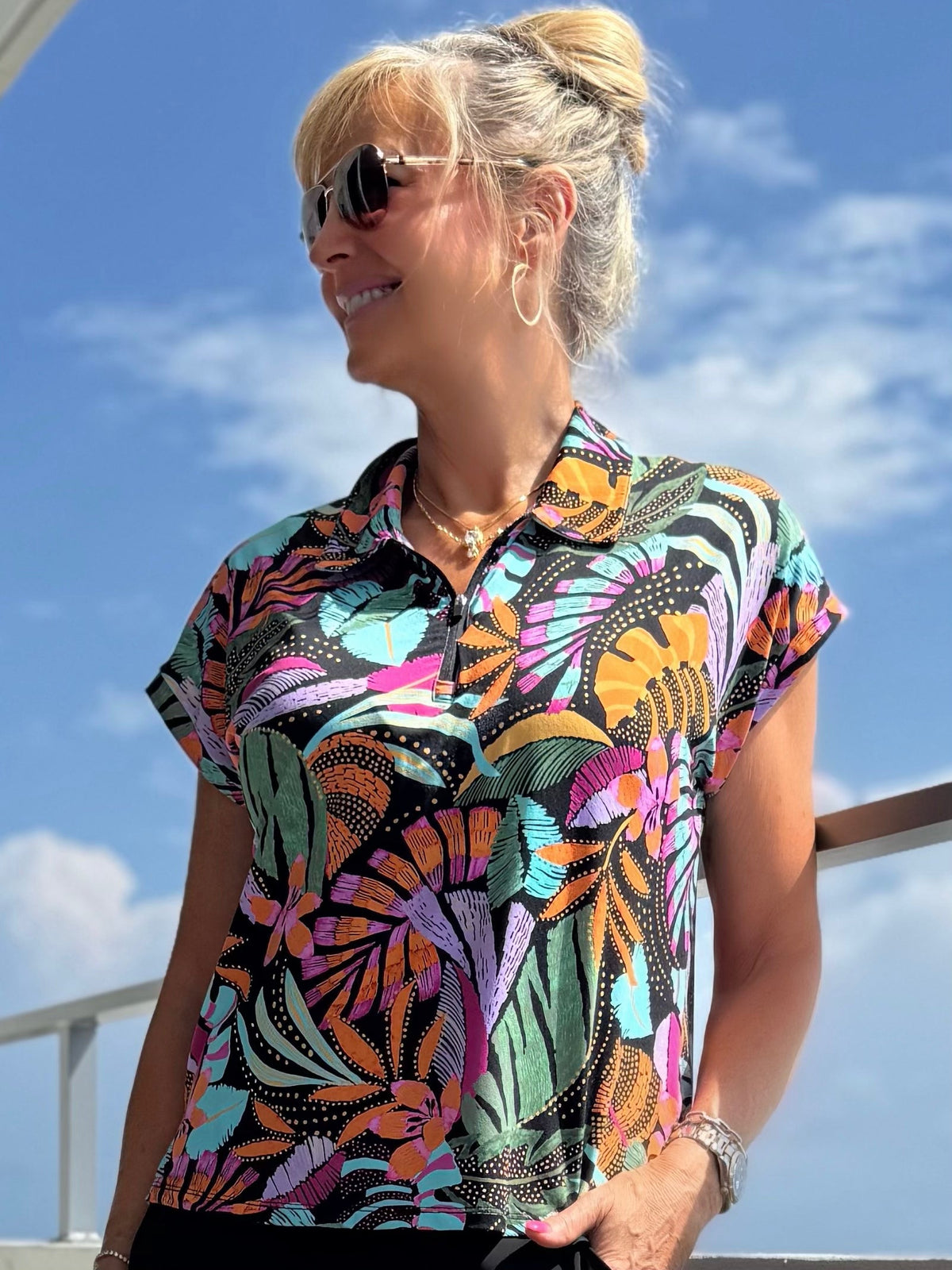 Athleisure Quarter-Zip Polo Top | T291