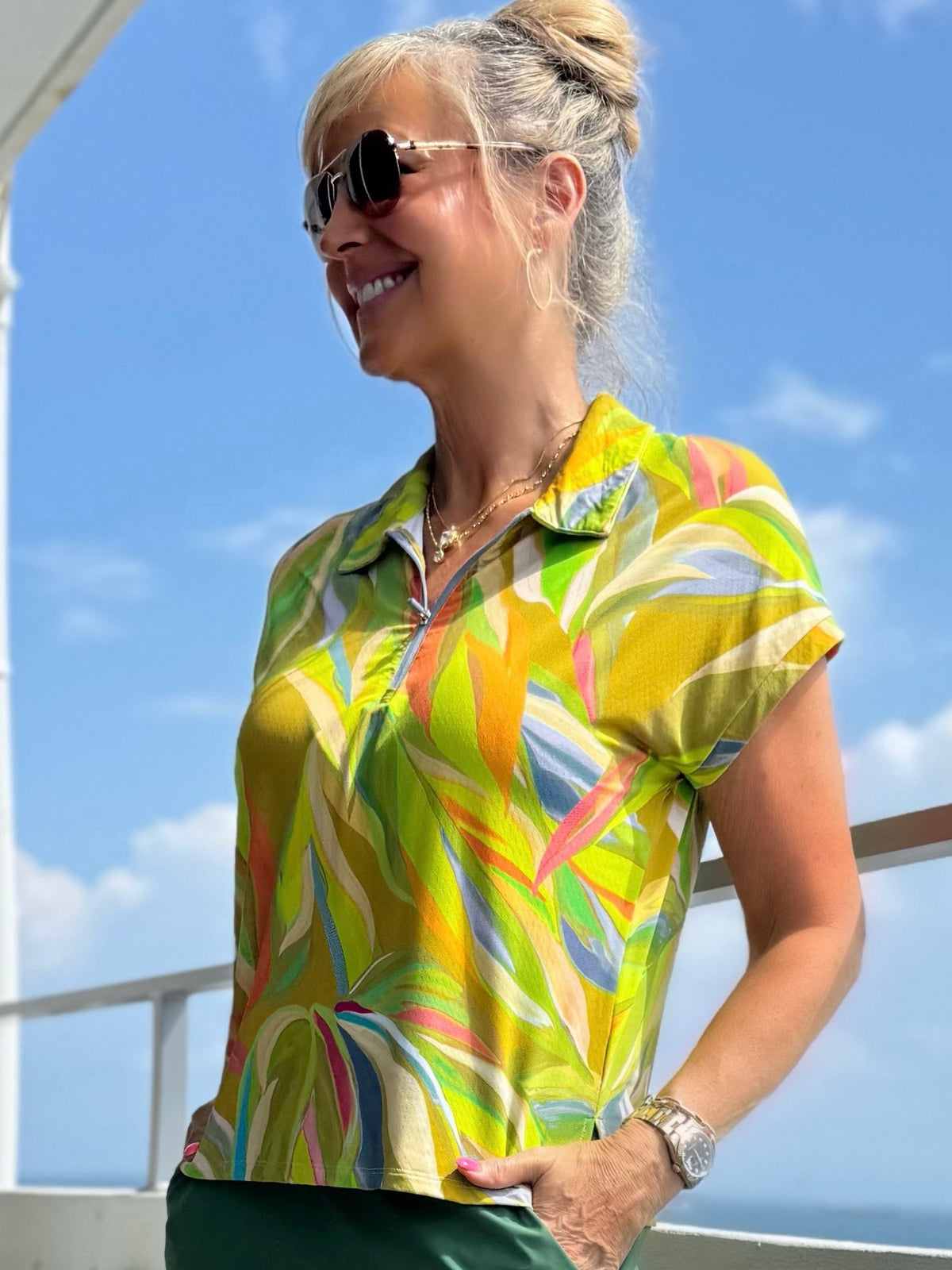 Athleisure Quarter-Zip Polo Top | T291