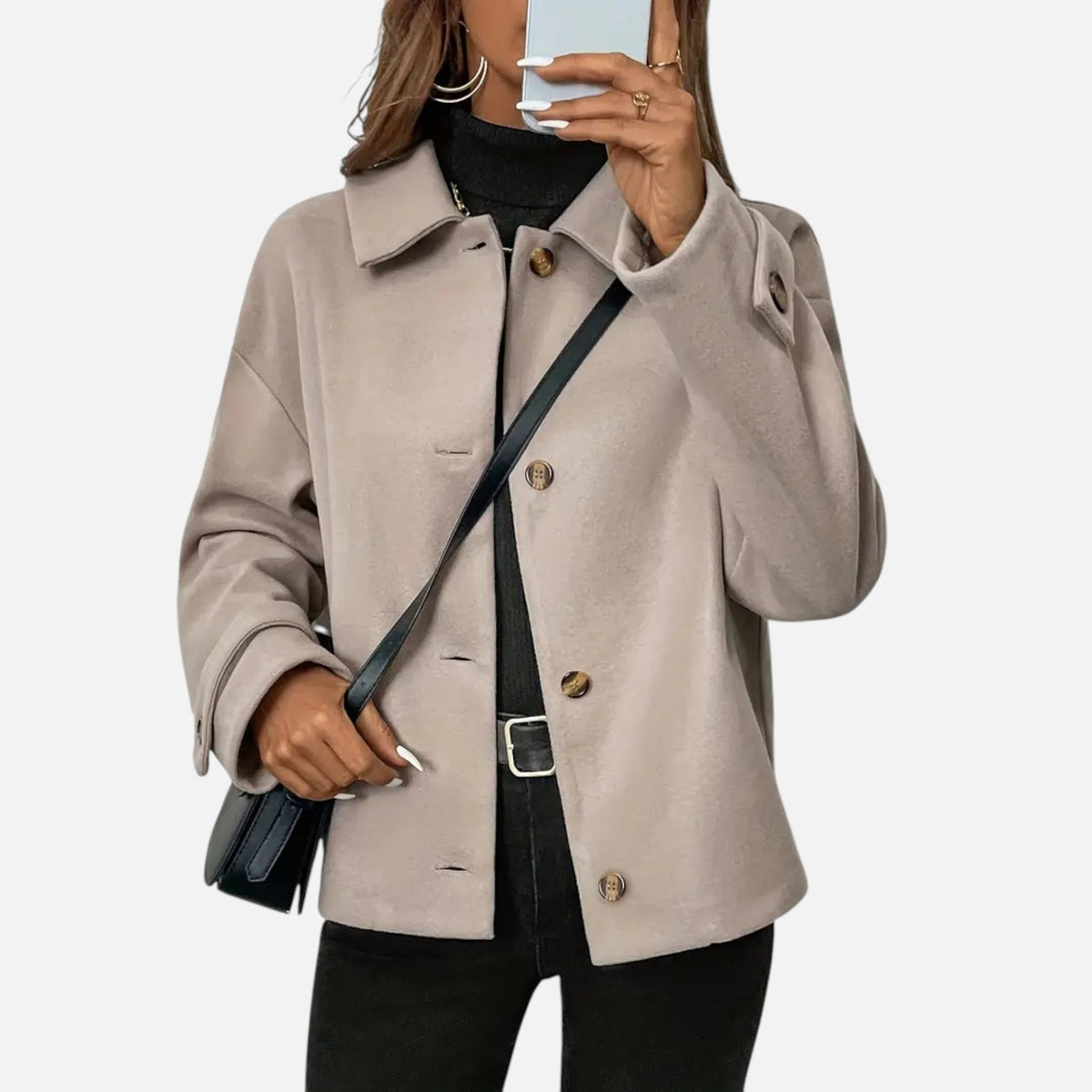 Olivia | Women's Button-Front Coat With Long Sleeve | Chic