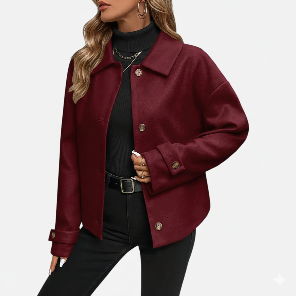 Olivia | Women's Button-Front Coat With Long Sleeve | Chic