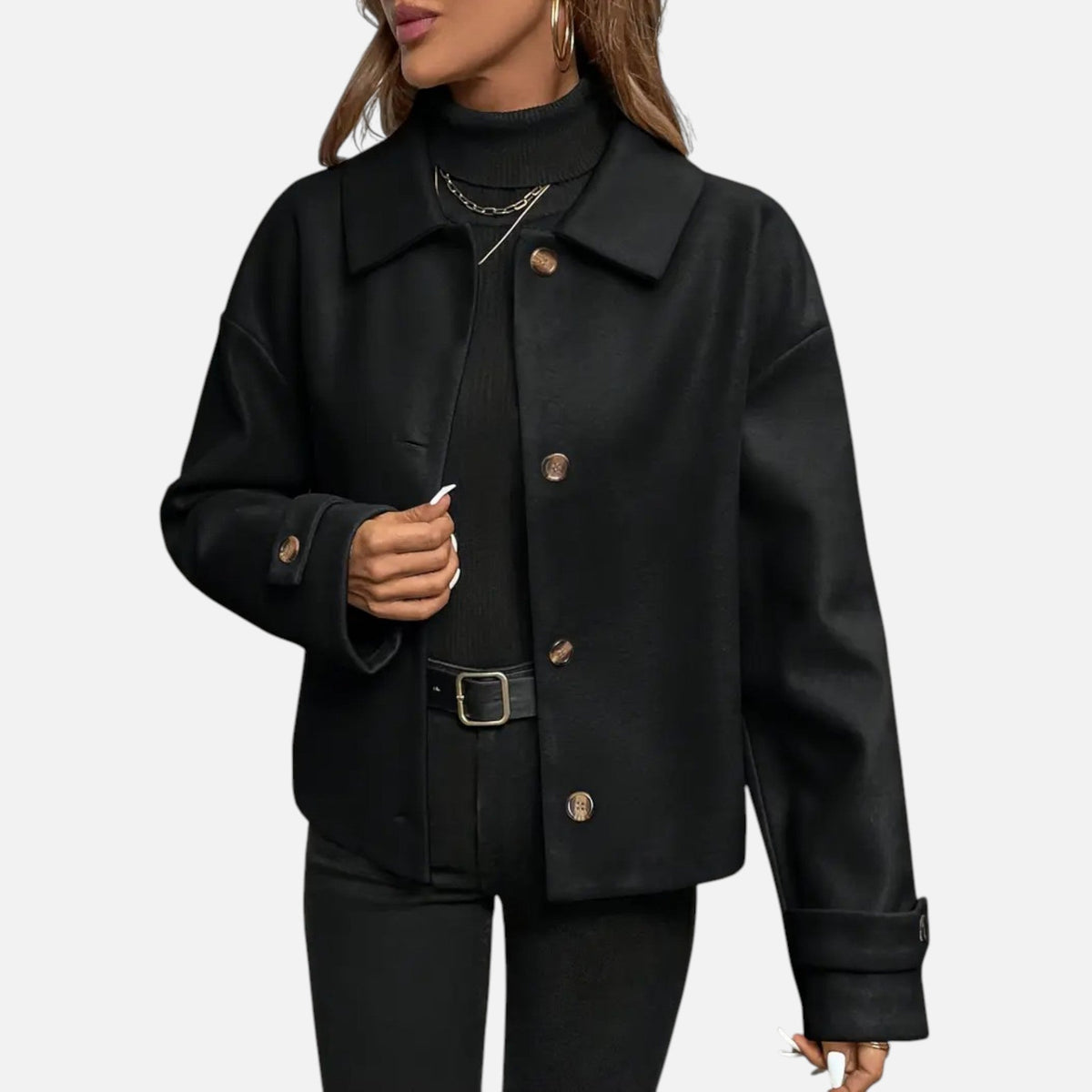 Olivia | Women's Button-Front Coat With Long Sleeve | Chic