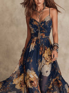 Hollie - Floral Maxi Dress with Straps
