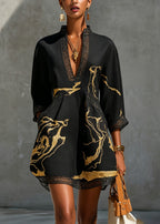 Hollie - Marble Print Mini Dress with Crochet Lace