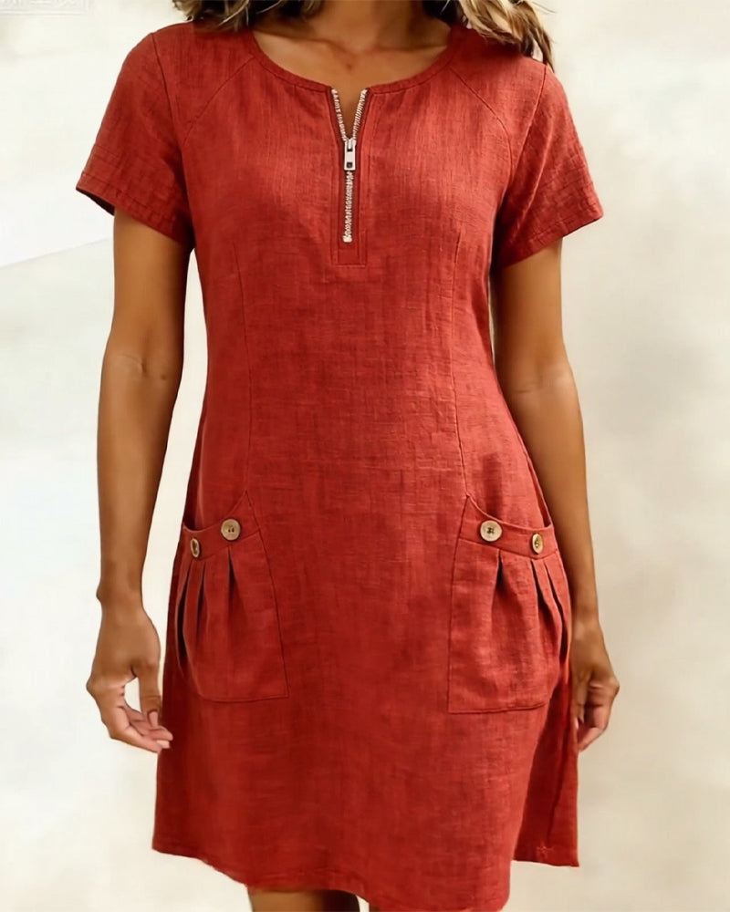 Marlow - Cotton Dress with Zip Pocket