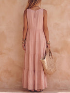 Saskya - Sleeveless Cotton and Linen Maxi Dress