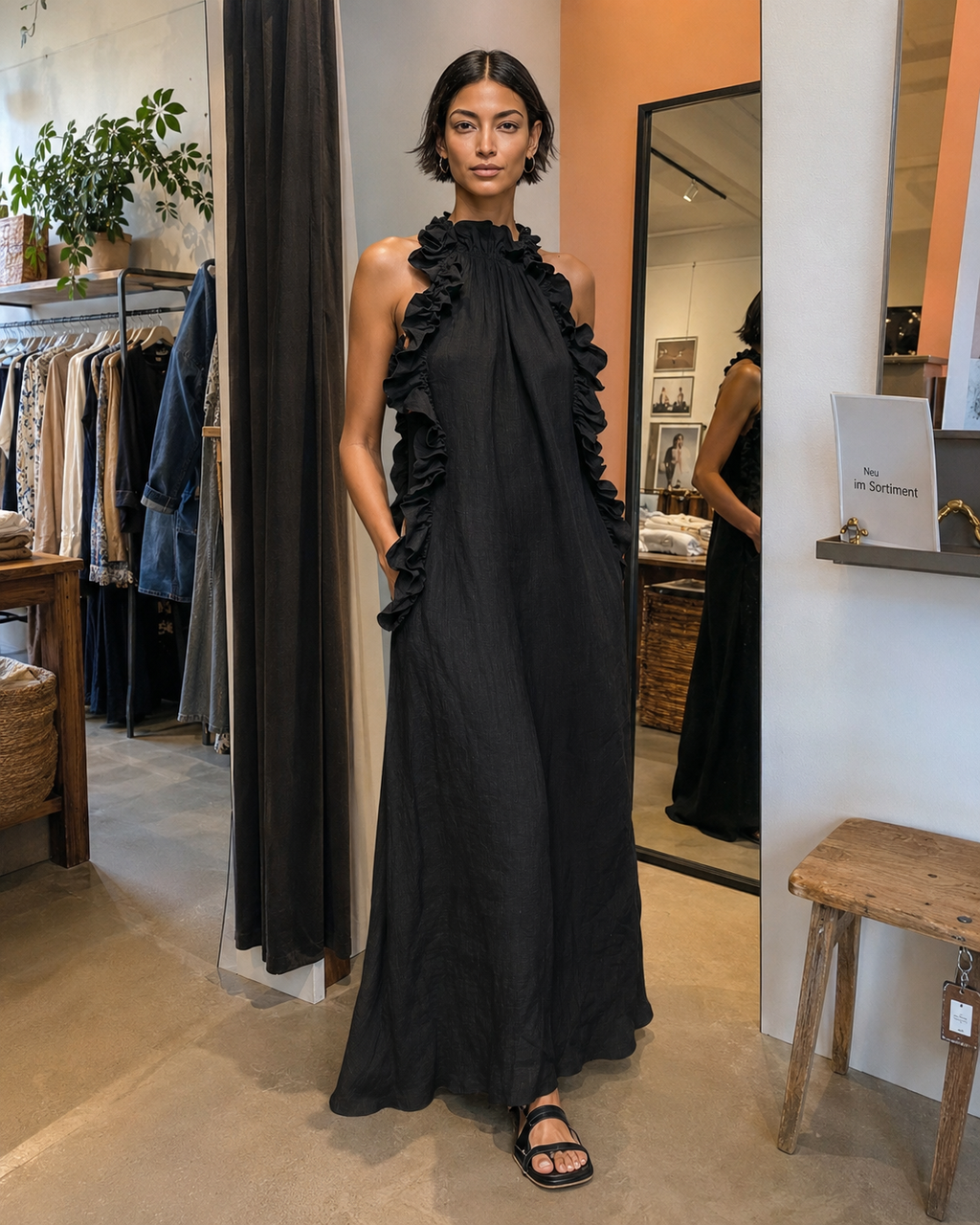 Emilia - Sleeveless Linen Blend Maxi Dress